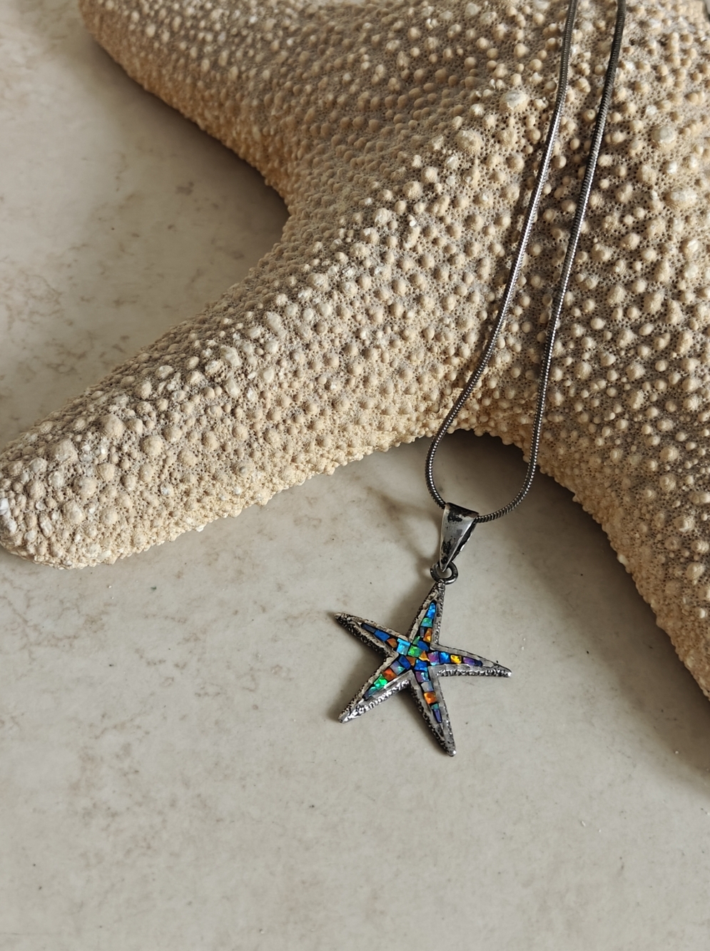 Vintage Cardenas Taxco Starfish Pendant Silver 950 Snake Chain Necklace - Picture 16 of 16